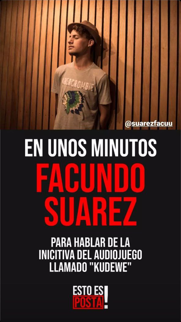 Flyer de la entrevista realizada a Facundo Suárez en el programa de Radio Esto Es Posta